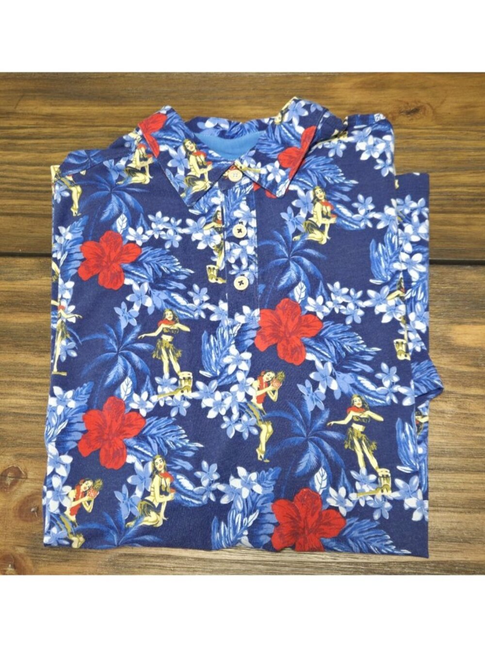 Tommy Bahama Men's Size Medium Polo Shirt Hula Girl Hawaiian Island Zone